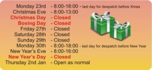 Christmas Opening Hours for 2013