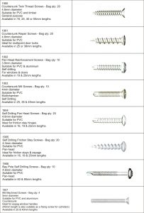 different types of screw