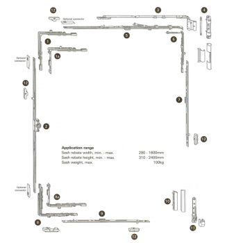 Roto NT 'K' Hinge (Face Fixed) tilt & turn system