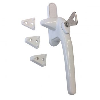 Universal cockspur locking window handle with packers