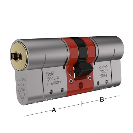 Bristant Ultion Cylinder Lock showing A and B sizes