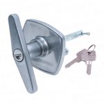 Silver Finish Universal ‘T’ Handle Garage Door Lock (Rear Fix)