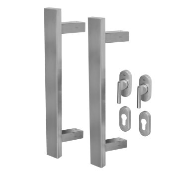 KM856 BLU 316 Stainless Steel Offset Rectangluar 'T' Bar Handle For Straight Slide Doors- Back To Back Kit