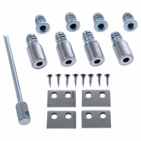 Sash Roller Stop Set in polished chrome 19mm